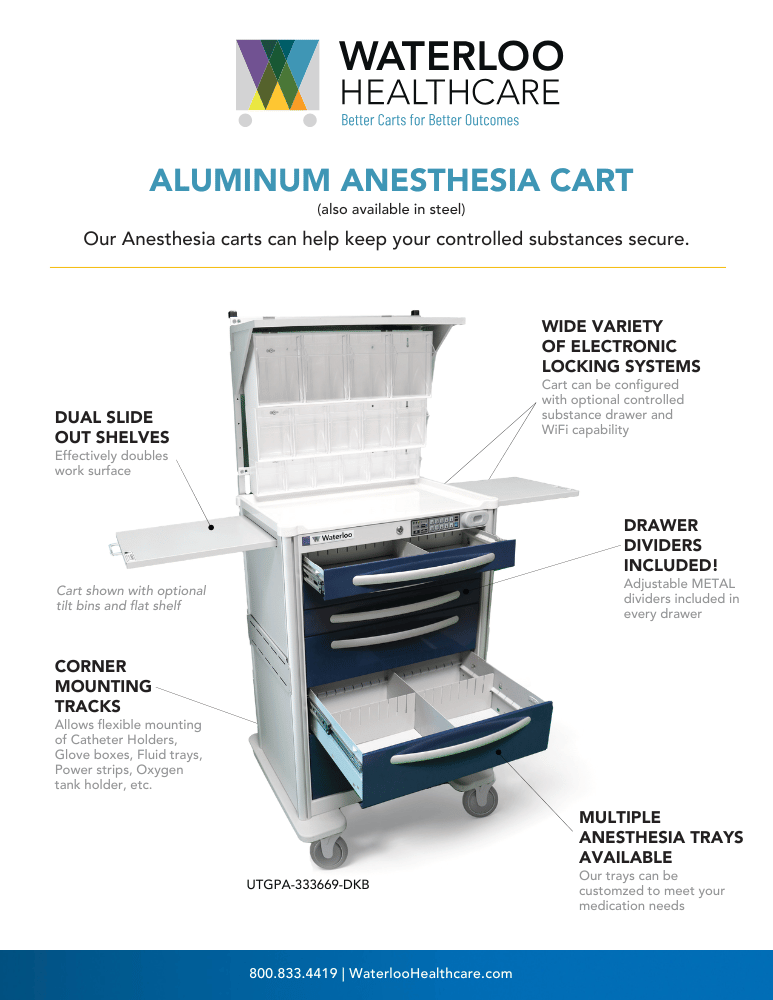 Aluminum Anesthesia Cart